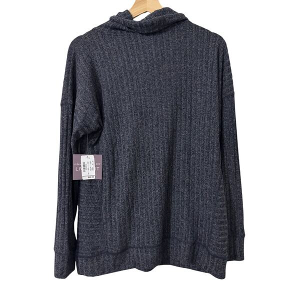 Christopher‎ & Banks Navy Blue Ribbed Lightweight Cowl Neck Sweater Sz Small NWT - Picture 2 of 5